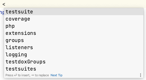 PHPUnit autocomplete